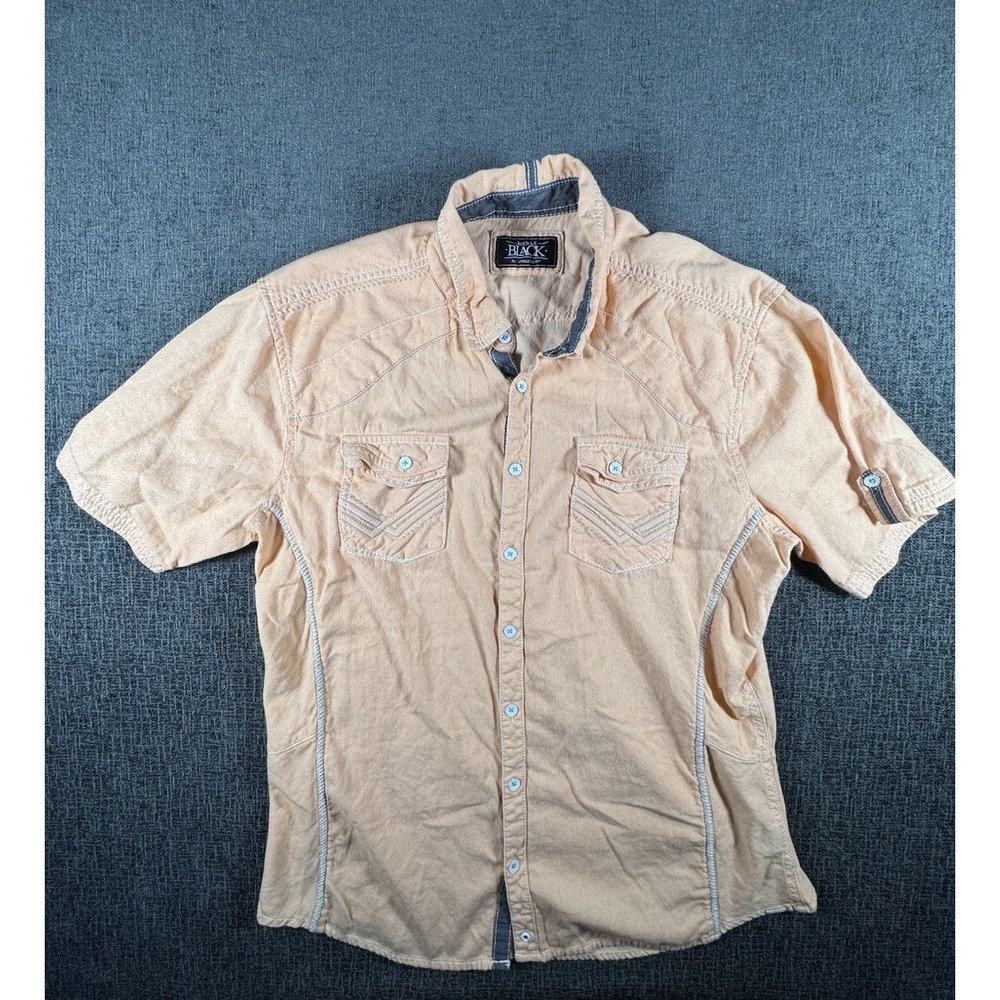 Buckle Black Button-Down Men's Shirt Short‎ Sleeve Athletic Fit Mens XL Coral
